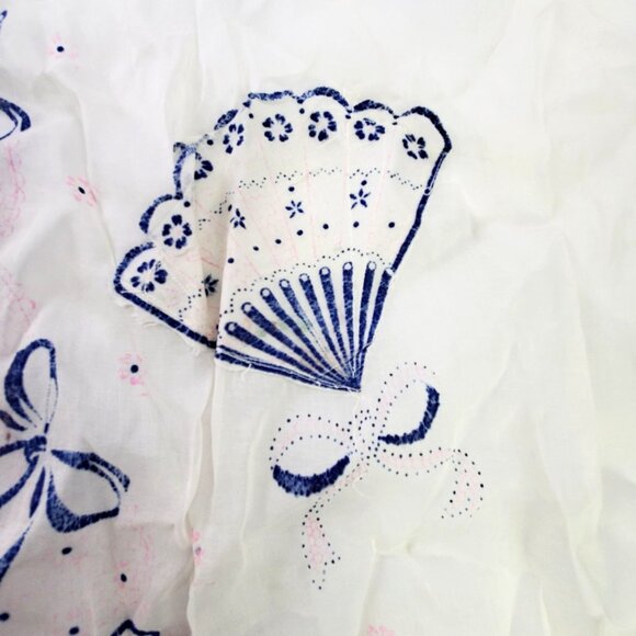 VTG White Blue Waist Half Apron Bow & Fan Cottagecore Farm Chore Boho Chic *READ - Picture 7 of 9